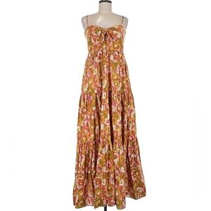 House of Harlow Floral Maxi Dress mustard pink new with tags nwt sleeveless XS